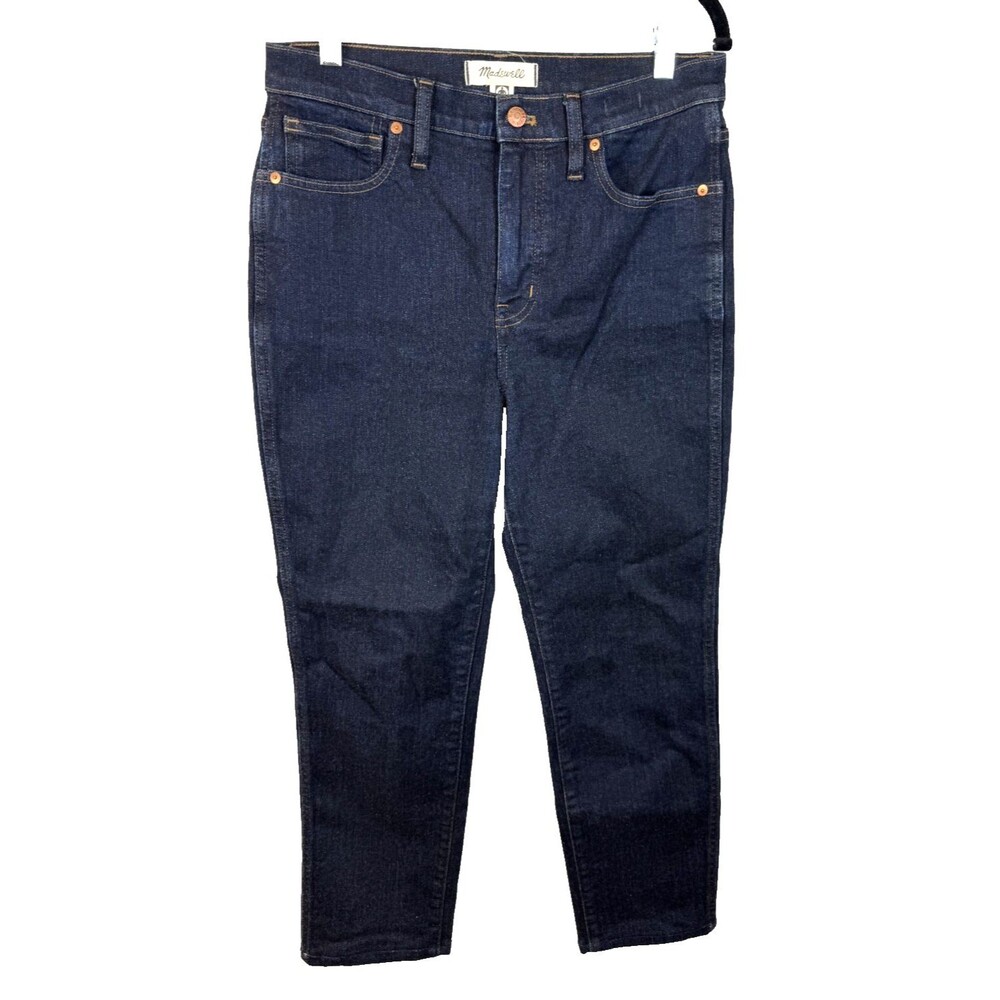 Madewell Stovepipe Jeans 28 Dark Wash Straight Leg Hemmed 25 Inseam Flat 29